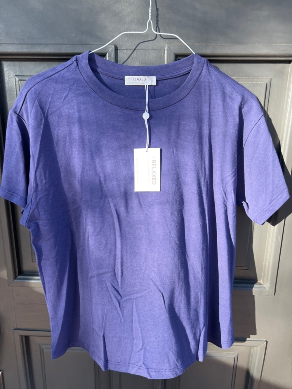 La Relaxed Women’s Varsity Short-Sleeve Crewneck T-Shirt — Iris